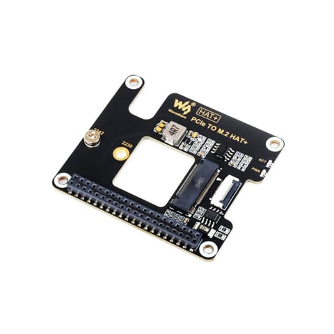 Waveshare PCIe To M.2 Adapter for Raspberry Pi 5, Supports NVMe Protocol M.2 Solid State Drive, High-speed Reading/Writing, HAT + Standard